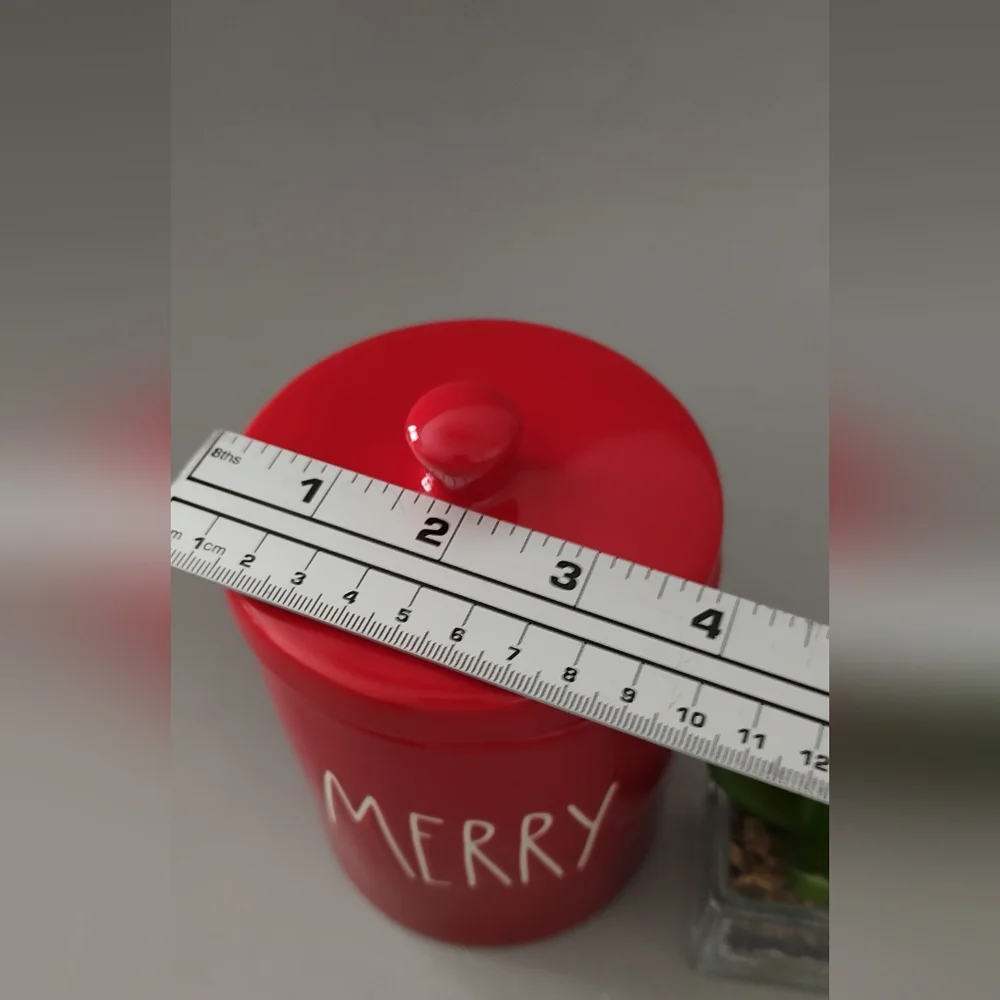 Rae Dunn Canister color red  Merry medium ceramic New